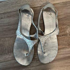 Giuseppe Zanotti silver crystal sandals size 7.5